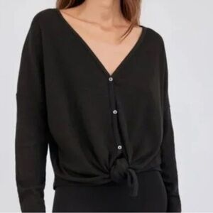 Babaton Brown Longsleeve Toe Front Henley Top